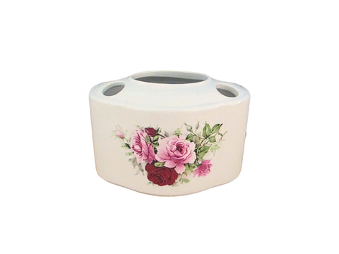 כלי פורצלן יוקרתי למברשות ומשחת שיניים פרח אנגלי