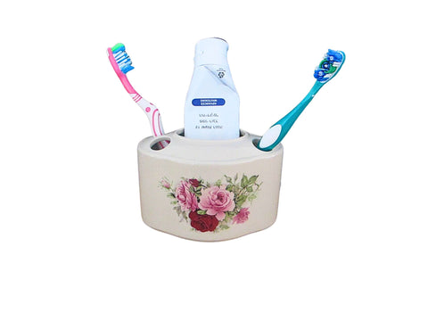 כלי פורצלן יוקרתי למברשות ומשחת שיניים פרח אנגלי