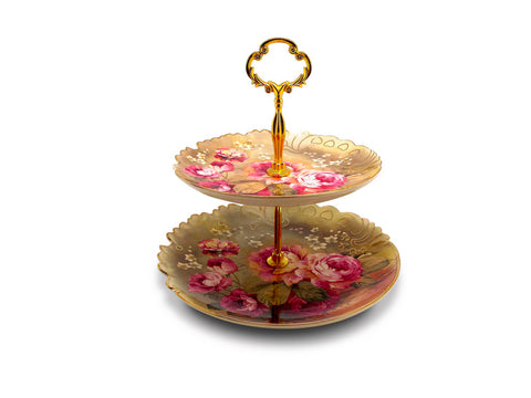 מעמד 2 קומות עיצוב וורדים וזהב