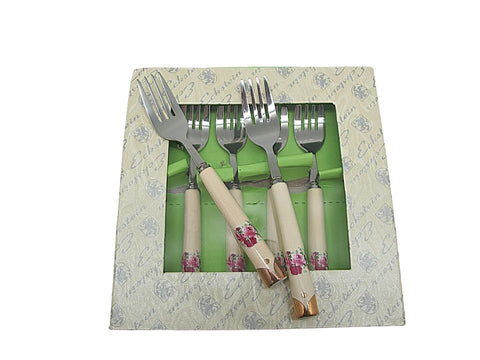 סט 6 מזלגיות לעוגה יוקרתיות פרח אנגלי