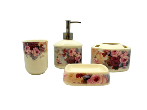 סט אמבטיה יוקרתי 4 חלקים זר שושנים