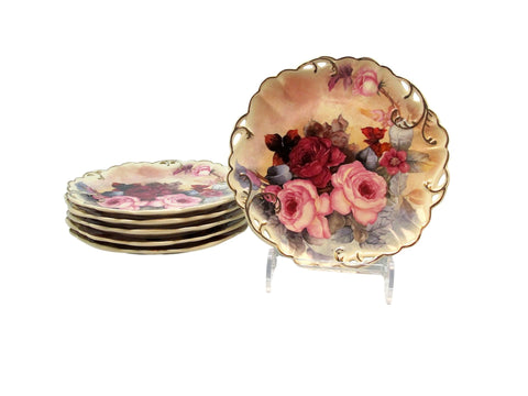 סט 6 צלחות פורצלן מנה ראשונה 20 ס"מ זר שושנים