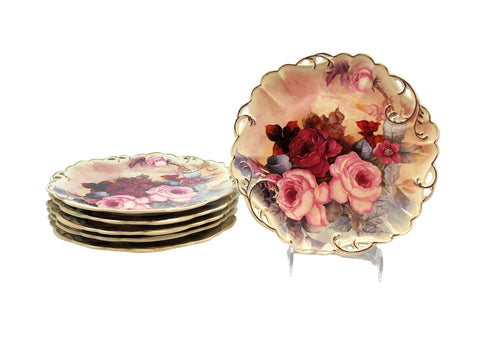 סט 6 צלחות פורצלן מנה עיקרית 25ס"מ זר שושנים