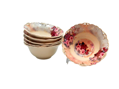 סט 6 קעריות פורצלן למרק 16 ס"מ זר שושנים