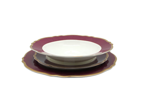 סט אוכל 20 חלקים ניו בון ציינה דגם שיש אדום