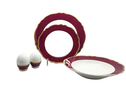 סט אוכל 20 חלקים ניו בון ציינה דגם שיש אדום