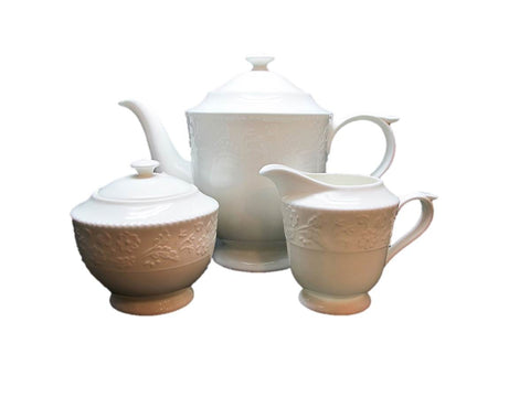 סט קומקום חלב סוכר ניו בון צ'יינה לבן