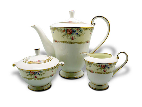 סט קומקום חלב סוכר עיטור פרחוני ניו בון ציינה