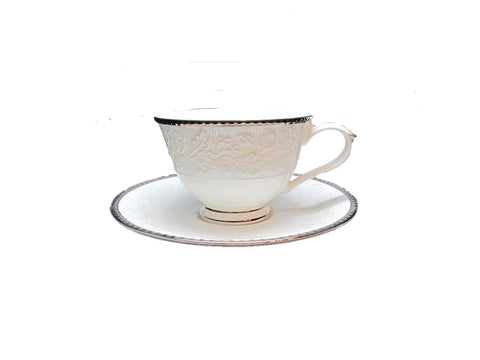 סט 12 חל' ספלים ותחתיות לתה פס כסף ניו בון ציינה