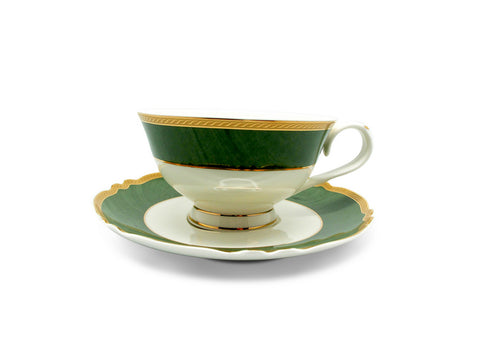 סט ספלים ותחתיות לתה ניו בון ציינה יוקרתי דמוי שיש