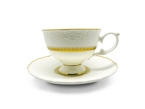 סט ספלים ותחתיות לתה 12 חלקים ניו בון ציינה יוקרתי עיטורי זהב