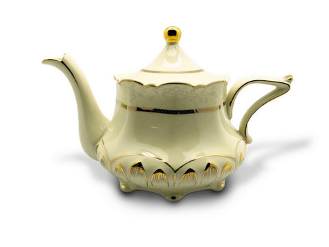 קומקום פורצלן יוקרתי 600 מ"ל דקור זהב