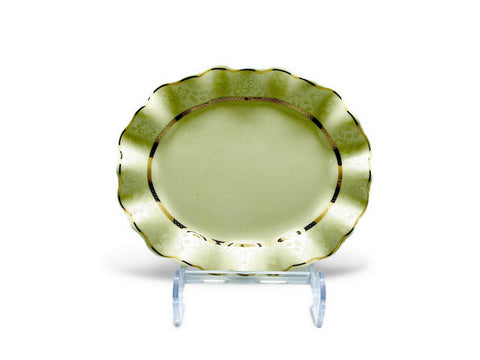 סט 6 צלחות עוגה אובלי 19 ס"מ דקור זהב