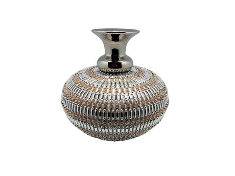 אגרטל קרמיקה יוקרתי 24 ס"מ פסיפס כסף