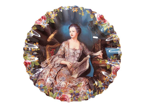 מגש לעוגה עגול  37 ס"מ גלים קובלט ציור אומנים