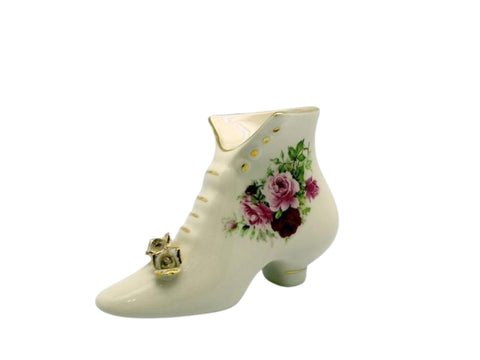 נעל פורצלן נוי לקיסמים פרח אנגלי וזהב