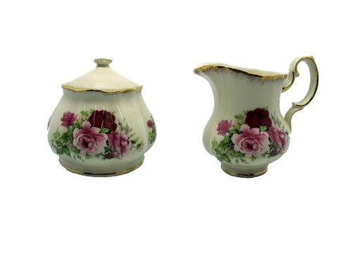 סט חלב סוכר לאירוח מעוטר פרחים אנגליים וזהב