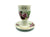 כוס קידוש פורצלן עם כיתוב "בורא פרי הגפן" פרח אנגלי וזהב