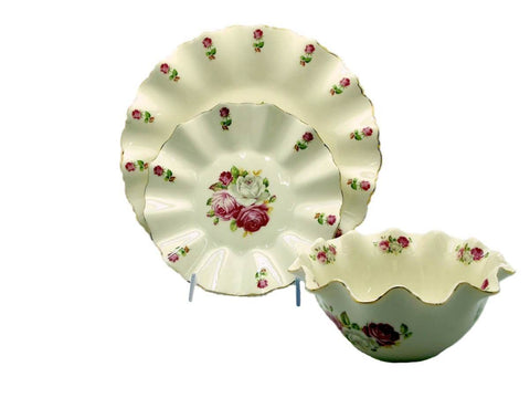 סט צלחות 18 חלקים מפורצלן יוקרתי פרח רומנטי