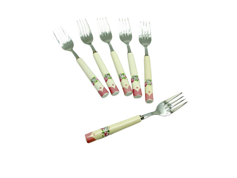 סט 6 מזלגיות לעוגה פרח רומנטי