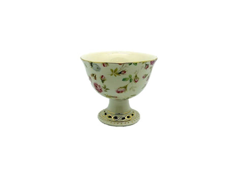 סט שישה גביעי גלידה על רגל עם טפט שושנים