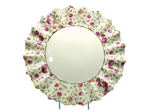 צלחת הגשה מרכזית לעוגה 36ס"מ שושנים צבעוניים וזהב