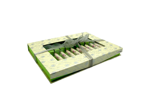 סט 12סכינים לפירות טפט רומנטי - נירוסטה זהב